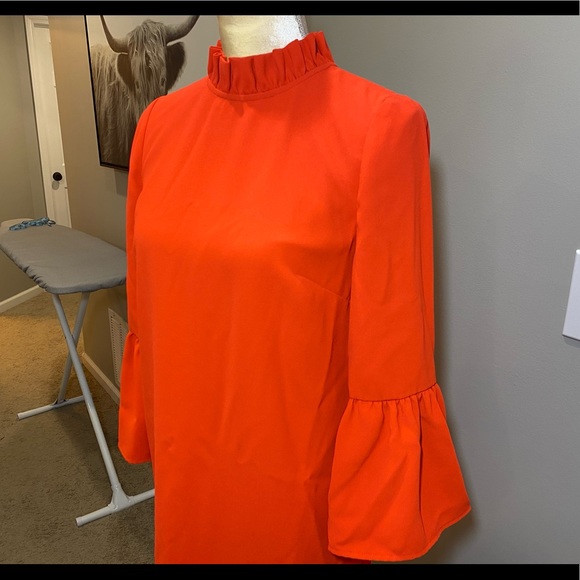 NWT J. Crew Bell Sleeve High Ruffle Collar Sheath Dress - Picture 6 of 12